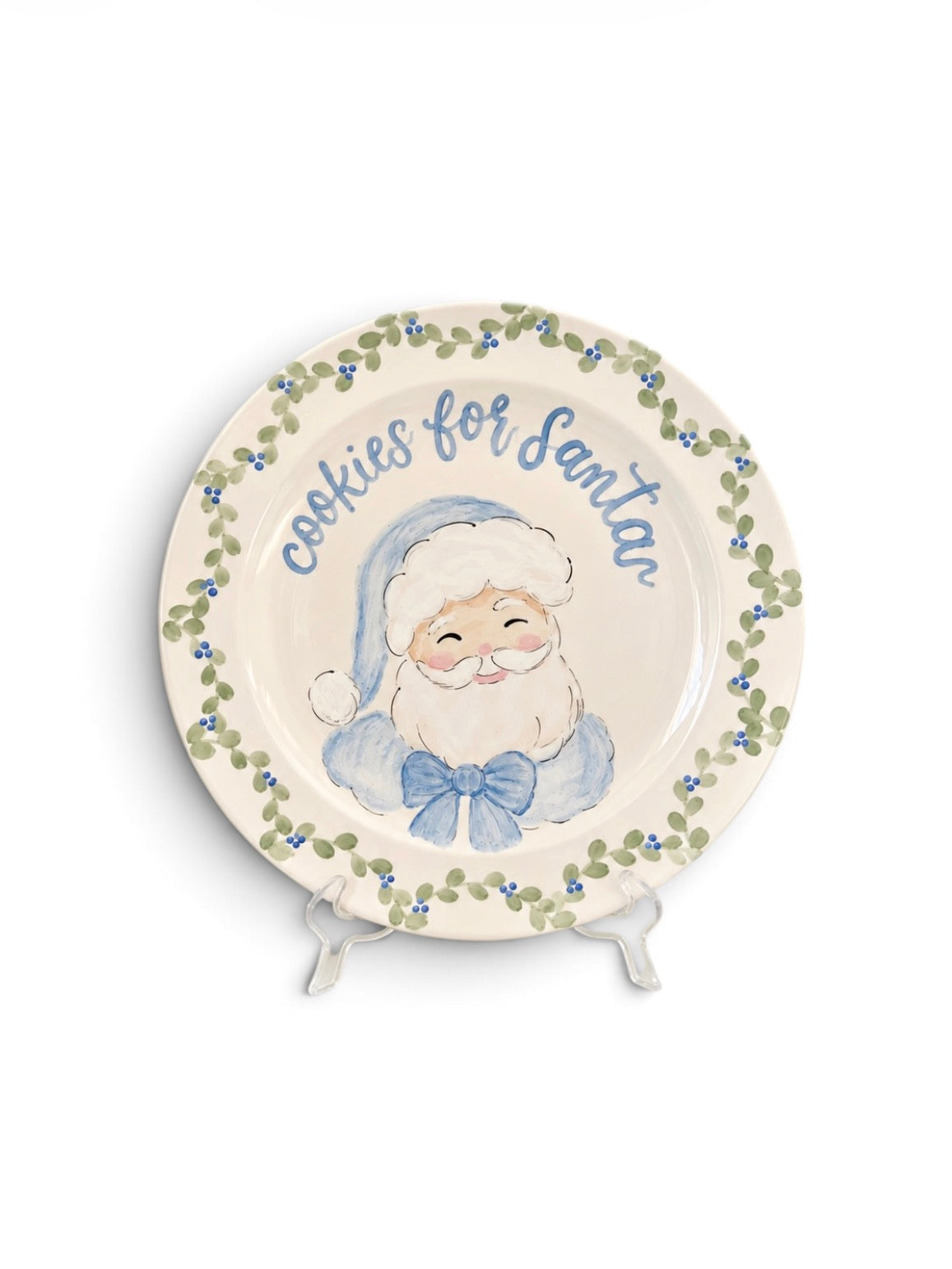 Classic Santa cookie Plate with Greenery